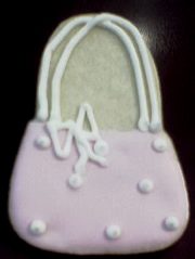 pink polka-dotted purse cookies